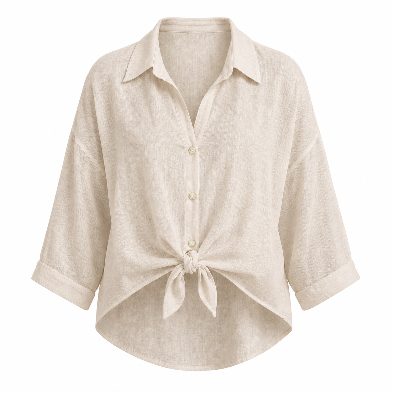 Oversized Boyfriend Shirt-Sand Cotton-One Size
