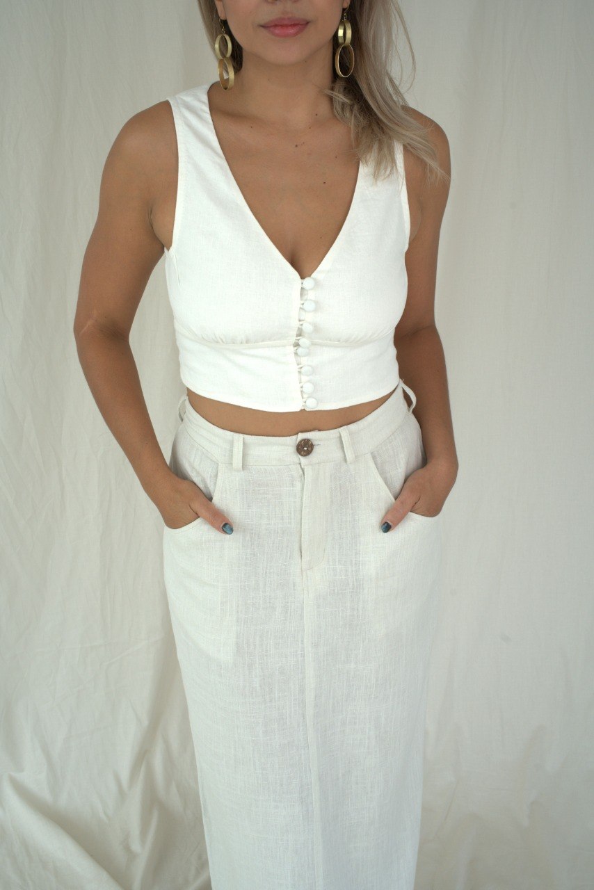 Button Crop White Size S