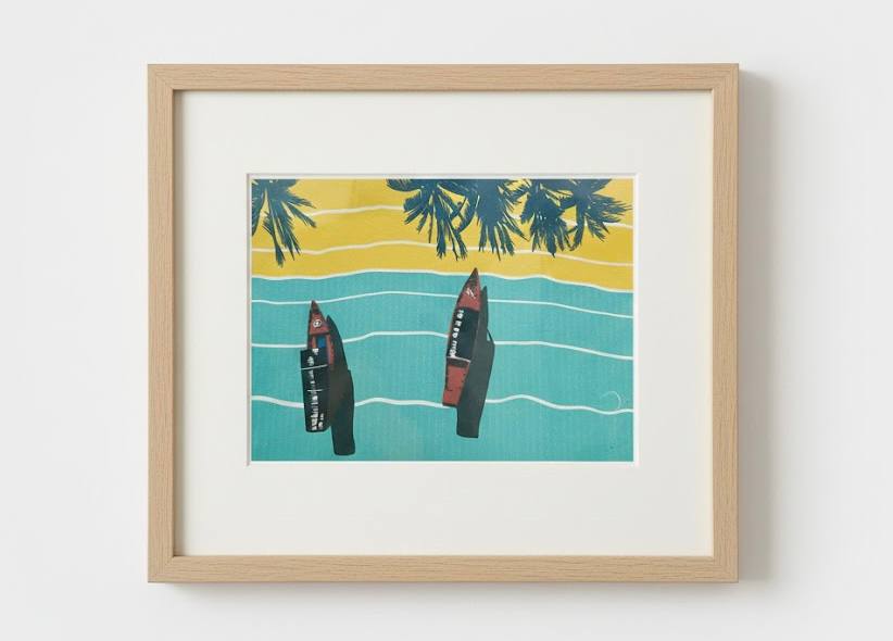 A3 size Art Print Palm Shadow on the Beach