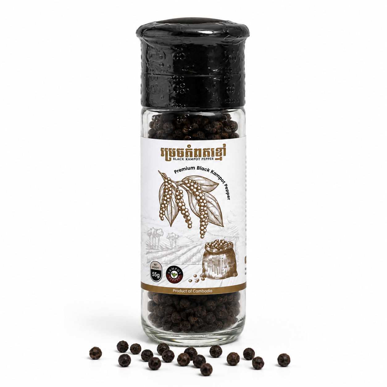Grinder Kabas black Kampot Pepper 55g
