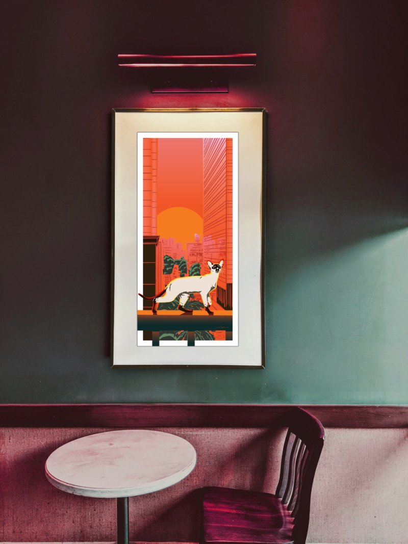 A3 size Art Print Cat on the Balcony