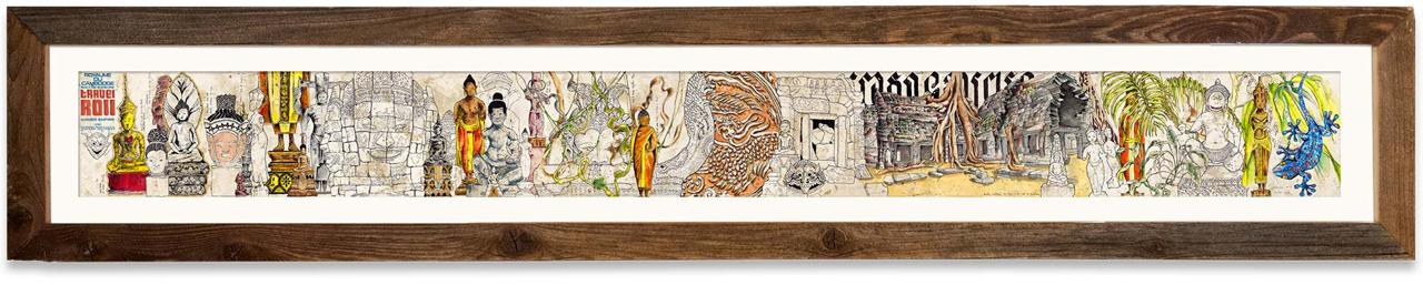 Frame Roll Khmer Empire, illustration on canvas print 165 x 30 cm