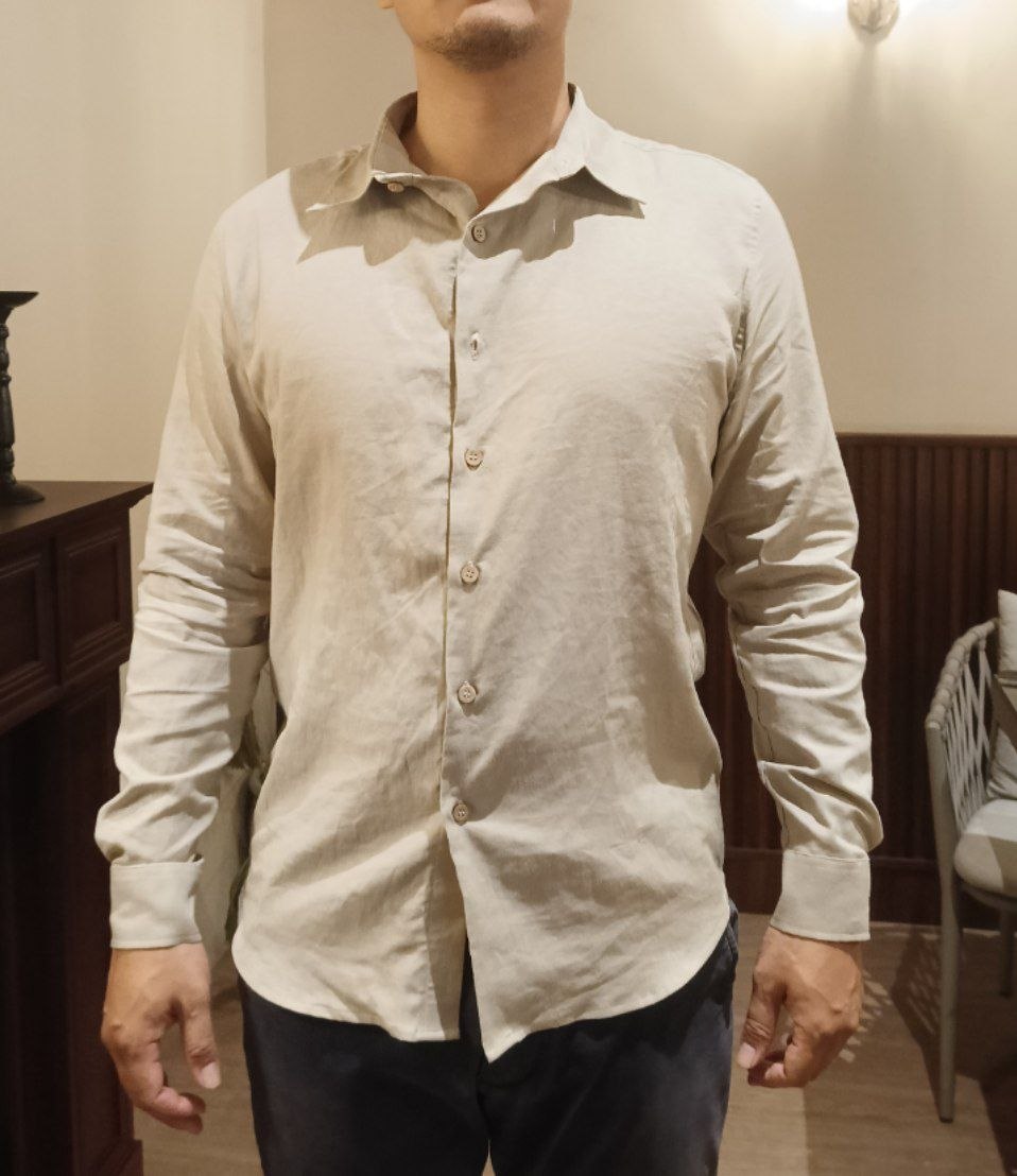 Men's Mandarin Collar Long Sleeve Shirts Size XL