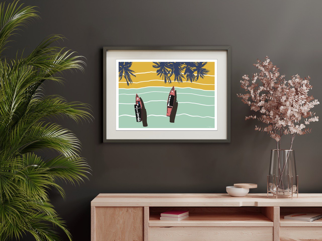 A4 size Art print Palm Shadow on the Beach