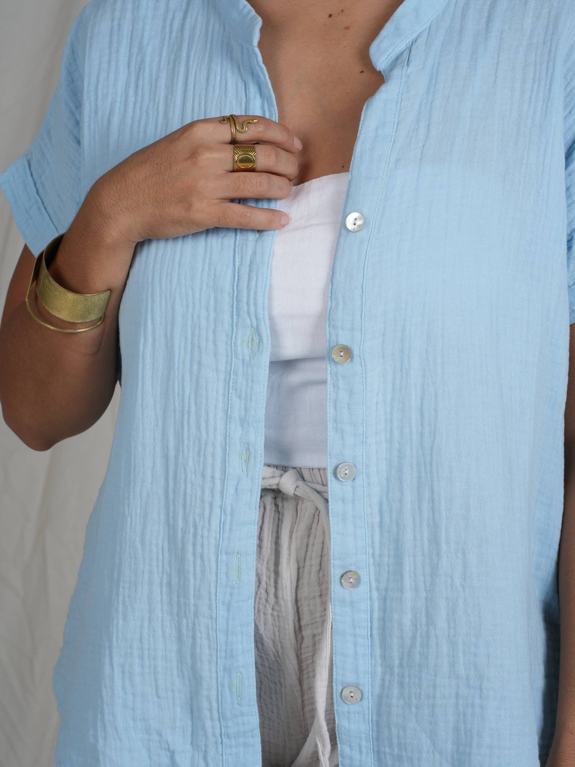 Shirt-The Collarless-Bluesky Muslin-One Size - photo 3
