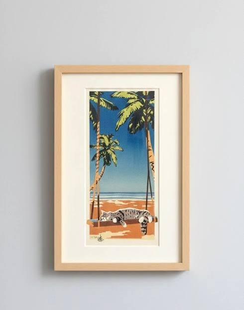 A3 size Art Print Cat on the Beach