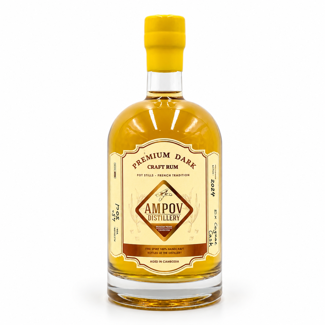 AMPOV RHUM AMBER 45% COGNAC CASK, 50CL