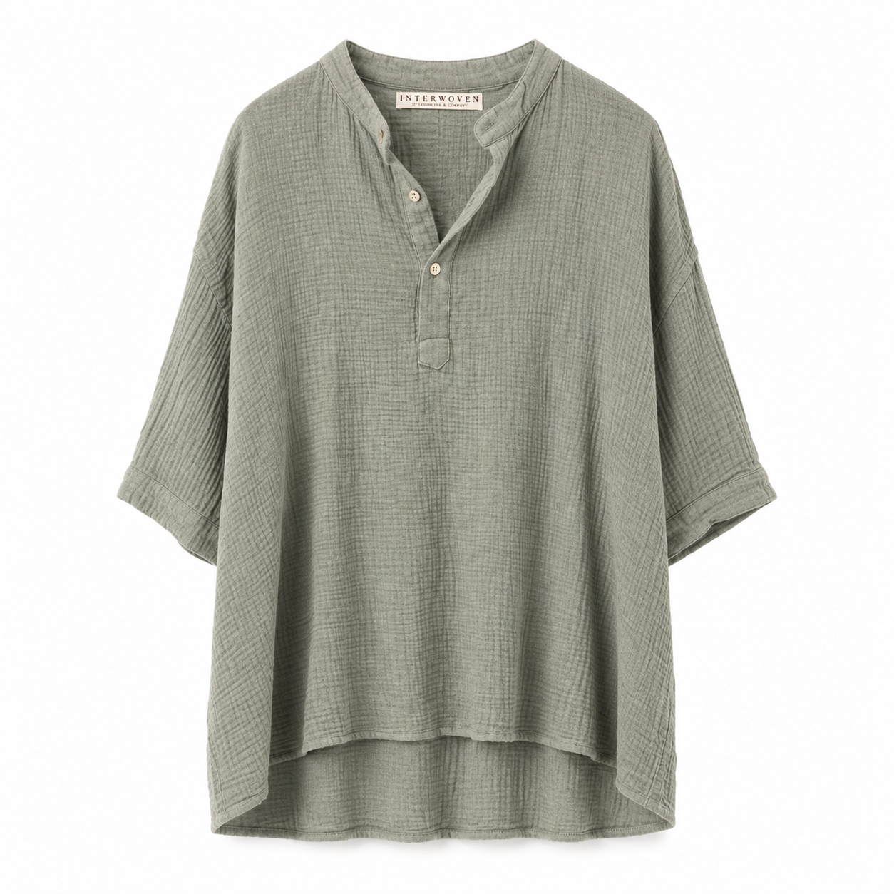 Men's: Collarless-Green-Size XL