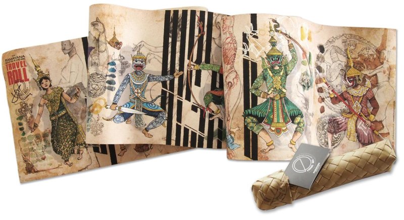 Roll Ramayana, illustration on canvas print 152 x 23 cm