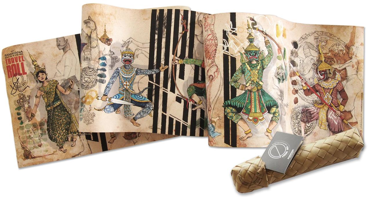 Roll Ramayana, illustration on canvas print 152 x 23 cm