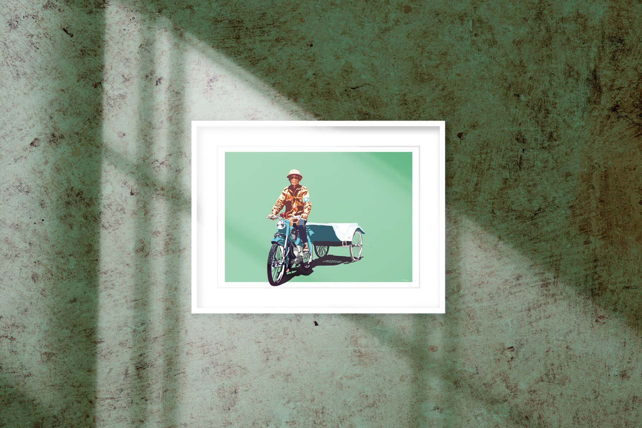 A3 size Art Print Blue Tricycle