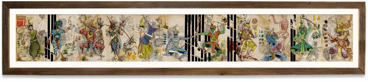 Frame Roll Ramayana, illustration on canvas print 165 x 36 cm