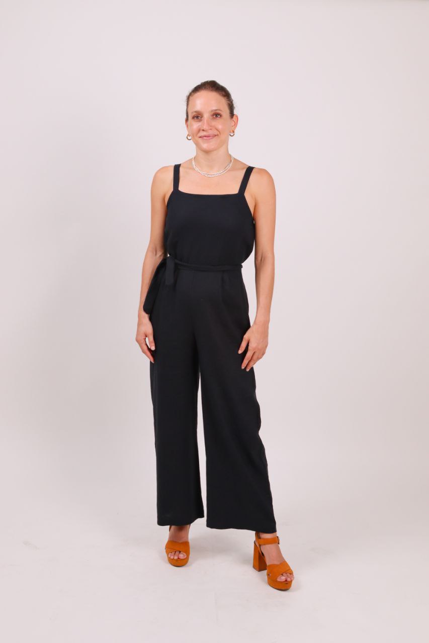Long strap jumpsuit 2XL Black
