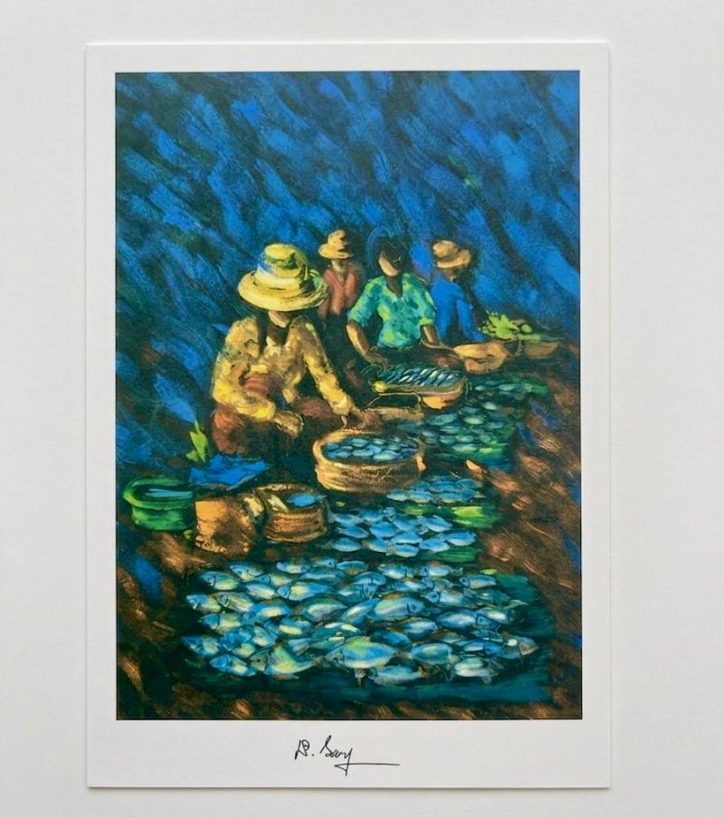Carte postale - marche au poisson