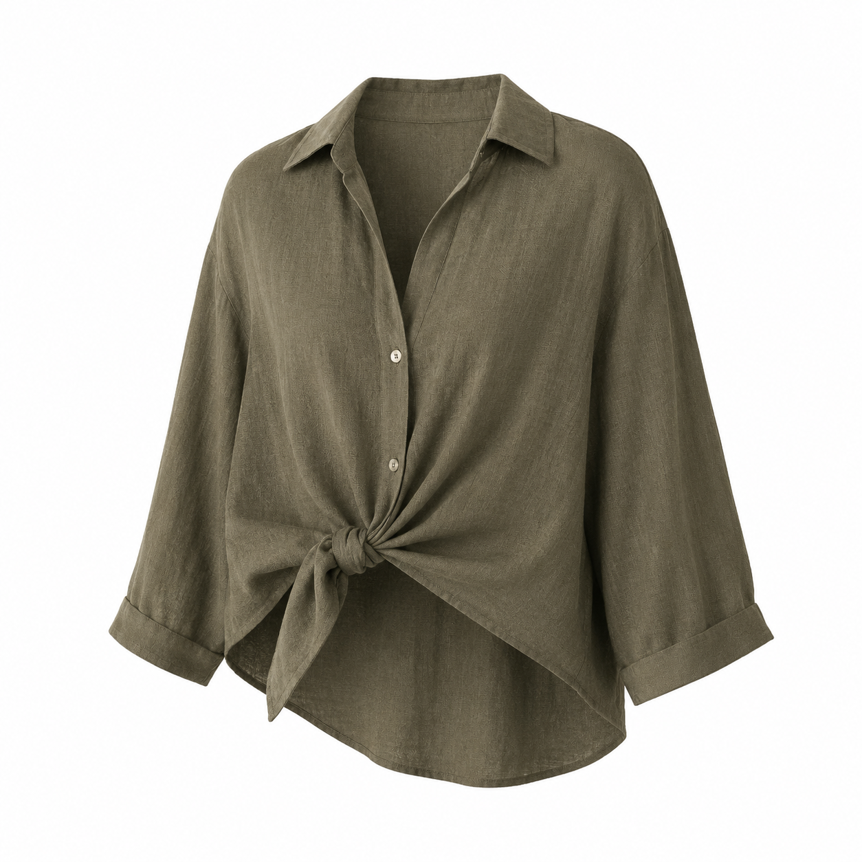 Oversized Boyfriend Shirt-Forest Green Cotton-One Size