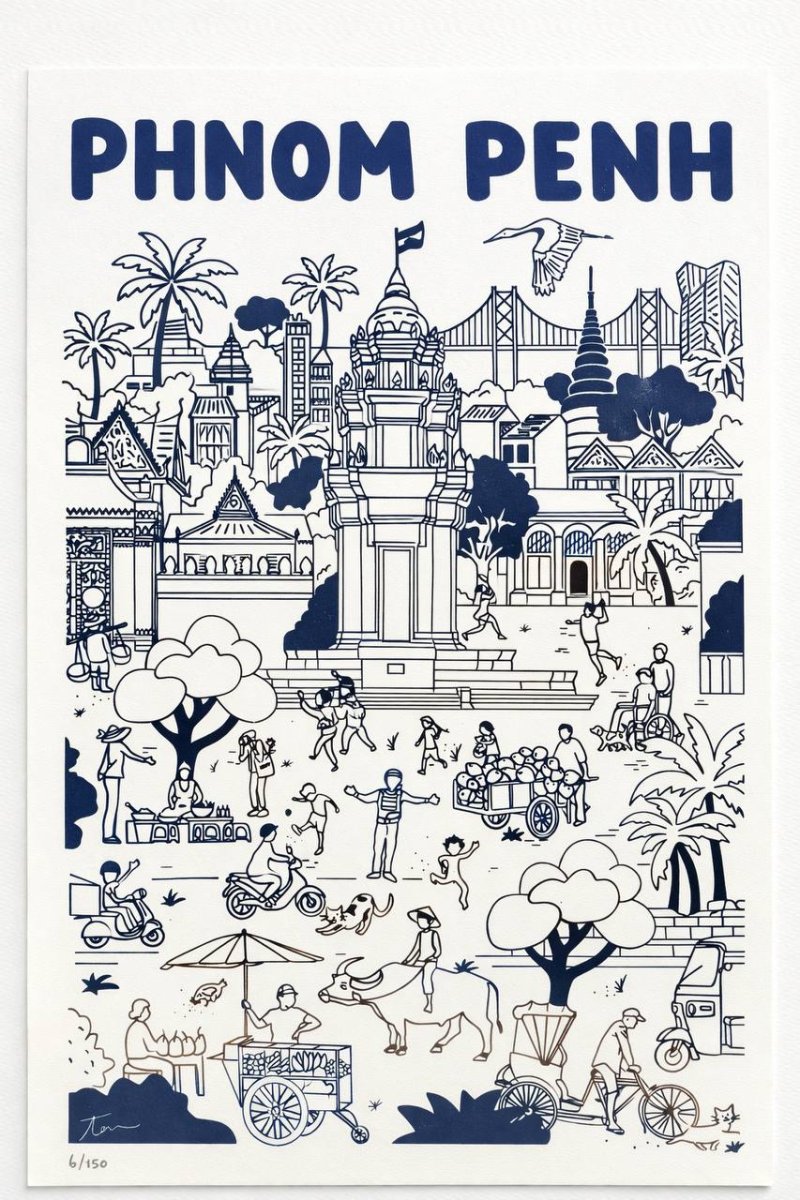 Phnom Penh Print Gold (32x44cm)