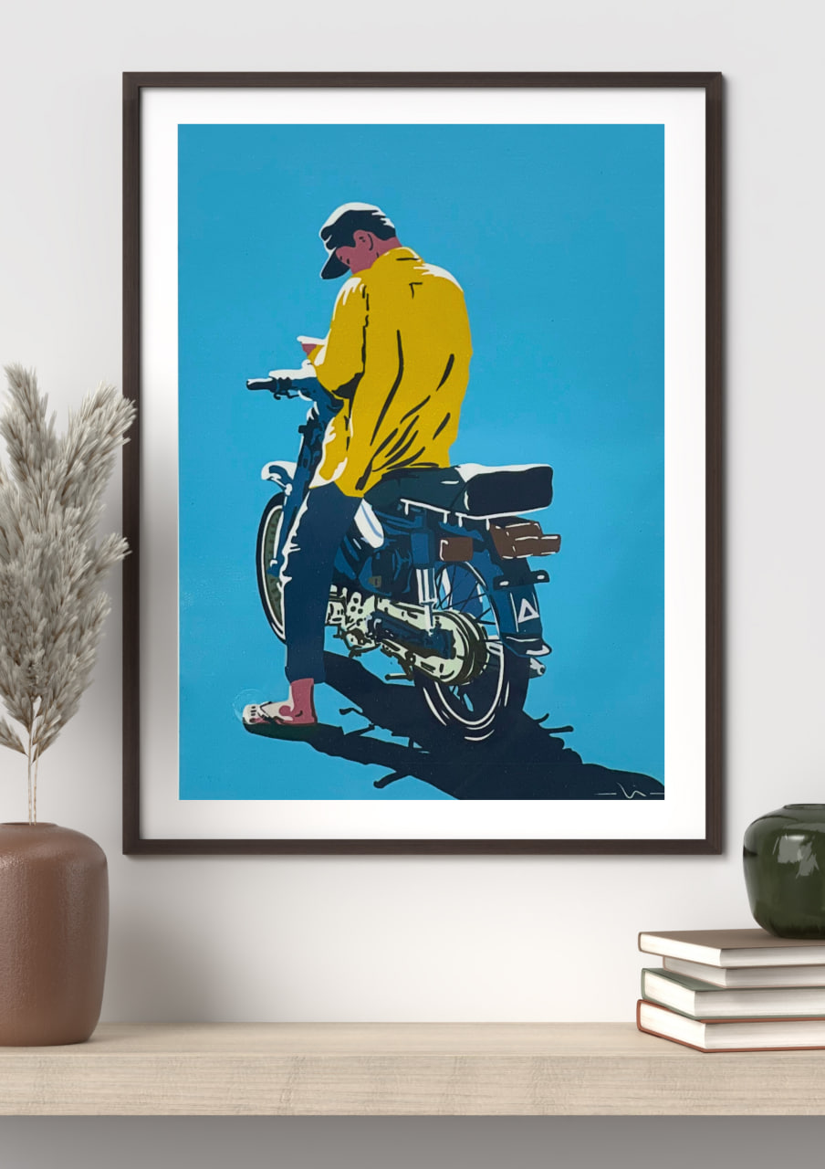 A3 size Art Print Guy on the Bike